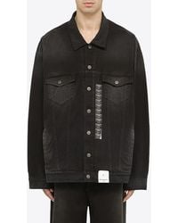 Balenciaga - Size Sticker Button-Up Denim Jacket - Lyst