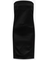Saint Laurent - Strapless Mini Satin Dress - Lyst