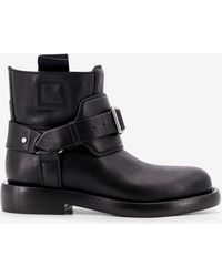 Burberry - Cobble Leather Ankle Boots With Strap - Lyst