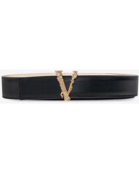 Versace - Virtus Buckle Leather Belt - Lyst