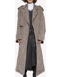 Balenciaga - Double-Breasted Wrinkled Trench Coat - Lyst