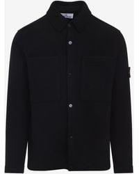 Stone Island - Logo-Patch Wool Overshirt - Lyst