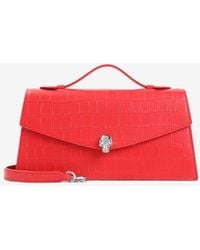 McQueen - Skull Croc-Embossed Leather Top Handle Bag - Lyst