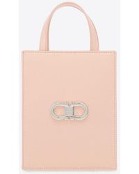 Ferragamo - Double Gancini Mini Leather Tote Bag - Lyst