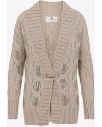 Ermanno Scervino - Crystal-Embellished Cable-Knit Cardigan - Lyst