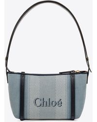 Chloé - Logo Embroidered Canvas Shoulder Bag - Lyst