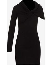 Saint Laurent - Chic Asymmetric Neckline Mini Dress - Lyst