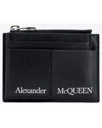 McQueen - Logo Print Leather Cardholder - Lyst