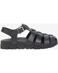 Prada - Triangle Logo Fisherman Sandals - Lyst