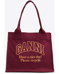 Ganni - Large Logo Canvas Tote Bag - Lyst