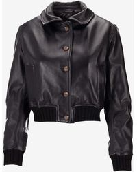 LA ROSE - Leather Button-Up Jacket - Lyst