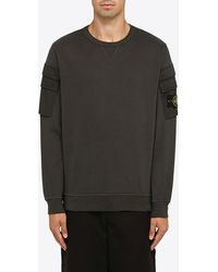 Stone Island - Logo-Patch Sweatshirt With Sleeve Pockets - Lyst