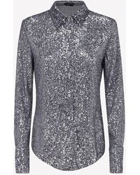 Tom Ford - Sequined Long-Sleeved Shirt - Lyst