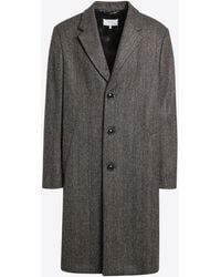 Maison Margiela - Single-Breasted Herringbone Wool Coat - Lyst