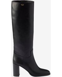 Prada - 85 Triangle Logo Leather Knee-High Boots - Lyst
