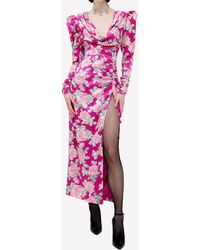 Alessandra Rich - Floral Print Maxi Silk Dress - Lyst
