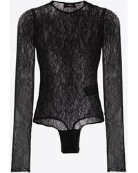 Wardrobe NYC - Long-Sleeved Lace Bodysuit - Lyst