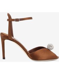 Jimmy Choo - Sacora 85 Crystal Embellished Satin Sandals - Lyst