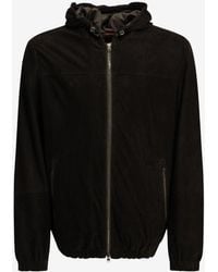 Herno - Suede Hooded Down Jacket - Lyst