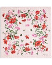 Ferragamo - Floral Bouquet Print Silk Scarf - Lyst