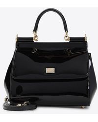 Dolce & Gabbana - Medium Sicily Patent Leather Top Handle Bag - Lyst
