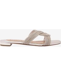 Aquazzura - Gatsby Crystal-Embellished Flat Sandals - Lyst