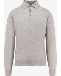 Brunello Cucinelli - Long-Sleeved Cashmere Polo T-Shirt - Lyst