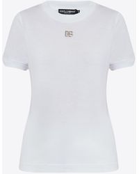 Dolce & Gabbana - Crystal Dg Logo T-Shirt - Lyst