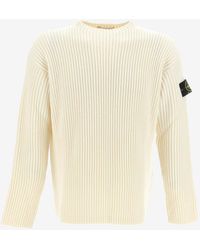 Stone Island - Logo Patch Knitted Wool Sweater - Lyst