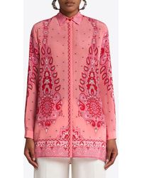 Etro - Printed Button-Up Silk Shirt - Lyst