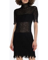 McQueen - Lace Mini Dress With High-Neck - Lyst
