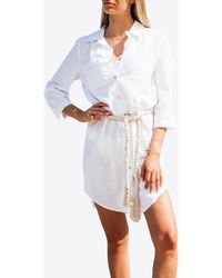Les Canebiers - Mimosas Mini Shirt Dress With Rope Belt - Lyst