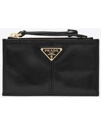 Prada - Triangle Logo Leather Zip Wallet - Lyst