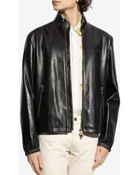 Versace - Plongé Leather Zip-Up Jacket - Lyst