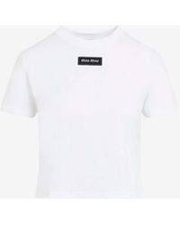Miu Miu - Logo Patch Slim T-Shirt - Lyst