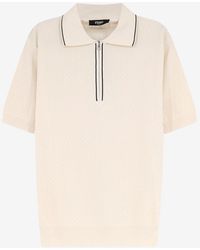 Fendi - Half-Zip Ribbed Polo T-Shirt - Lyst