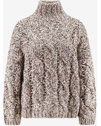 Brunello Cucinelli - Cable Knit High-Neck Sweater - Lyst