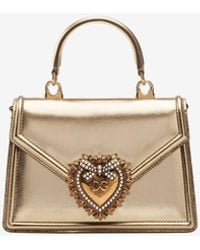 Dolce & Gabbana - Small Devotion Metallic Leather Top Handle Bag - Lyst