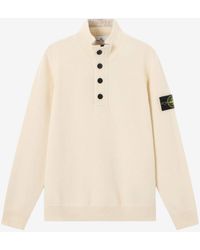 Stone Island - Logo Patch Wool Blend Sweater - Lyst