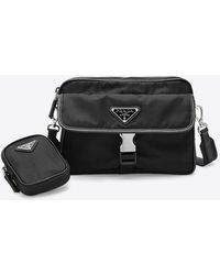 Prada - Re-Nylon And Saffiano Leather Crossbody Bag - Lyst