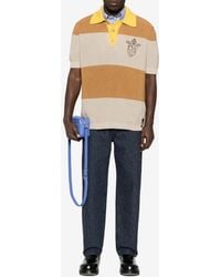 Fendi - Logo Club Crest Ribbed Knit Polo T-Shirt - Lyst