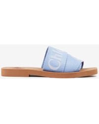 Chloé - Woody Linen-Blend Flat Mules - Lyst