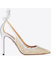 Aquazzura - Bow Tie 105 Crystal-Embellished Tulle Pumps - Lyst