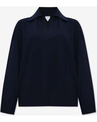 Bottega Veneta - V-Neck Wool Polo Sweater - Lyst