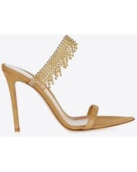 Gianvito Rossi - 105 Bead Embellished Metallic-Leather Sandals - Lyst