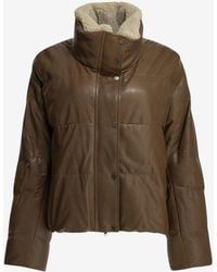 Brunello Cucinelli - Padded Leather Jacket - Lyst