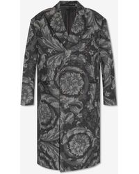Versace - Double-Breasted Barocco Wool-Blend Coat - Lyst