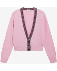 Versace - Greca Jacquard Wool Cashmere Cardigan - Lyst
