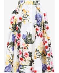 Dolce & Gabbana - Floral Print Flared Midi Skirt - Lyst