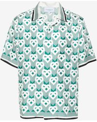 Casablancabrand - Heart Monogram Silk Bowling Shirt - Lyst